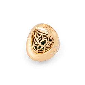 Bague or jaune brossée ornée d'une malachite