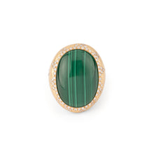 Charger l&#39;image dans la galerie, Bague or jaune brossée ornée d&#39;une malachite
