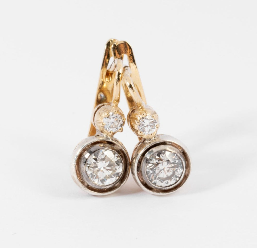 Boucle d'Oreille Dormeuse Femme Or Blanc 18 K Diamants GVS