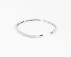 Bracelet  or gris rigide ouvrant en diamant