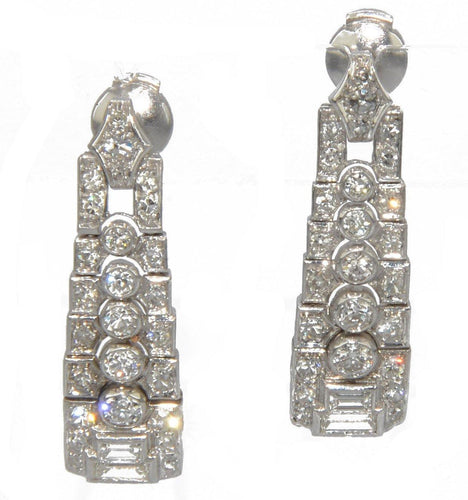 Boucles d'oreilles en platine et diamants - adalgyseboutique